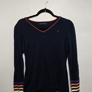 Tommy Hilfiger Women's Navy V-Neck Sweater